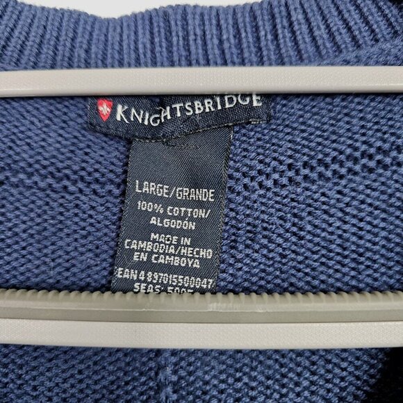 Vintage KNIGHTSBRIDGE Men's Pullover Sweater NAVY BLUE Size L Grandpa Cotton - Picture 5 of 8